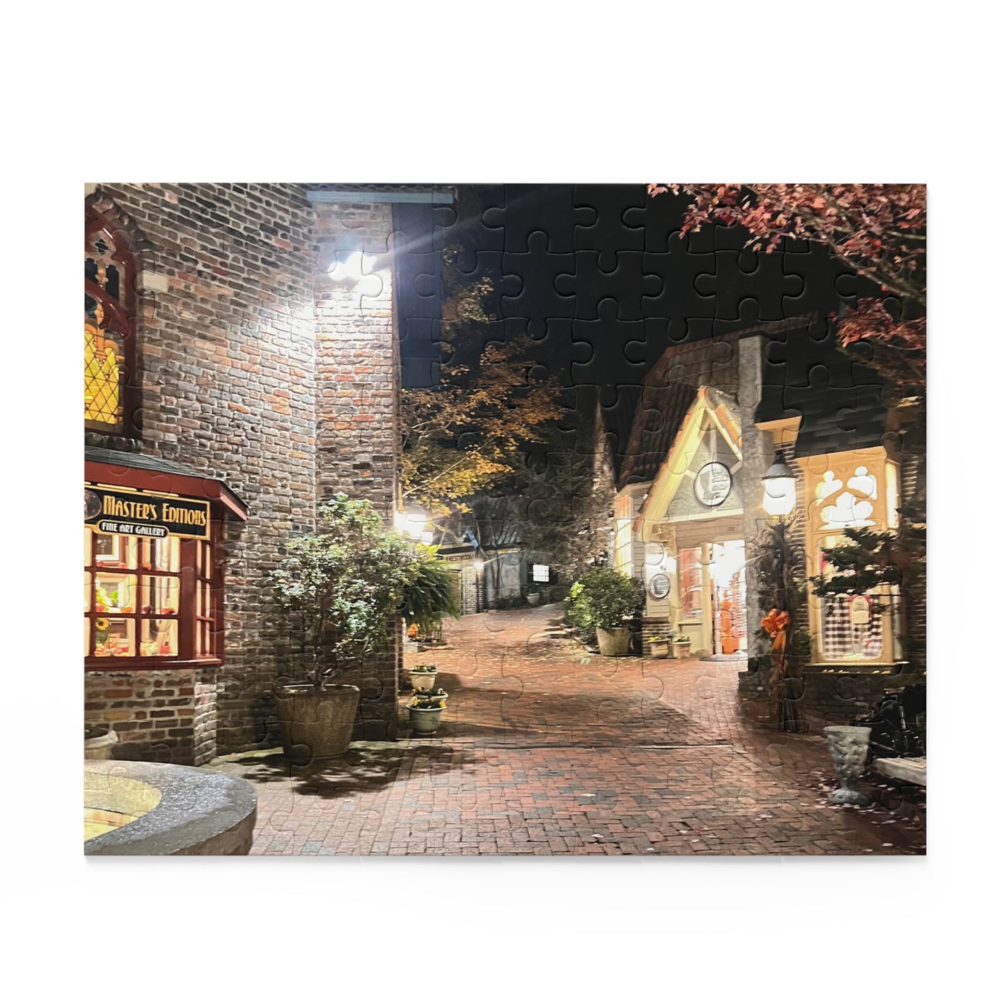 The Gatlinburg Village Shops Jigsaw Puzzle — 120/252/500-Piece Cozy Cobblestone Scenery Jigsaw