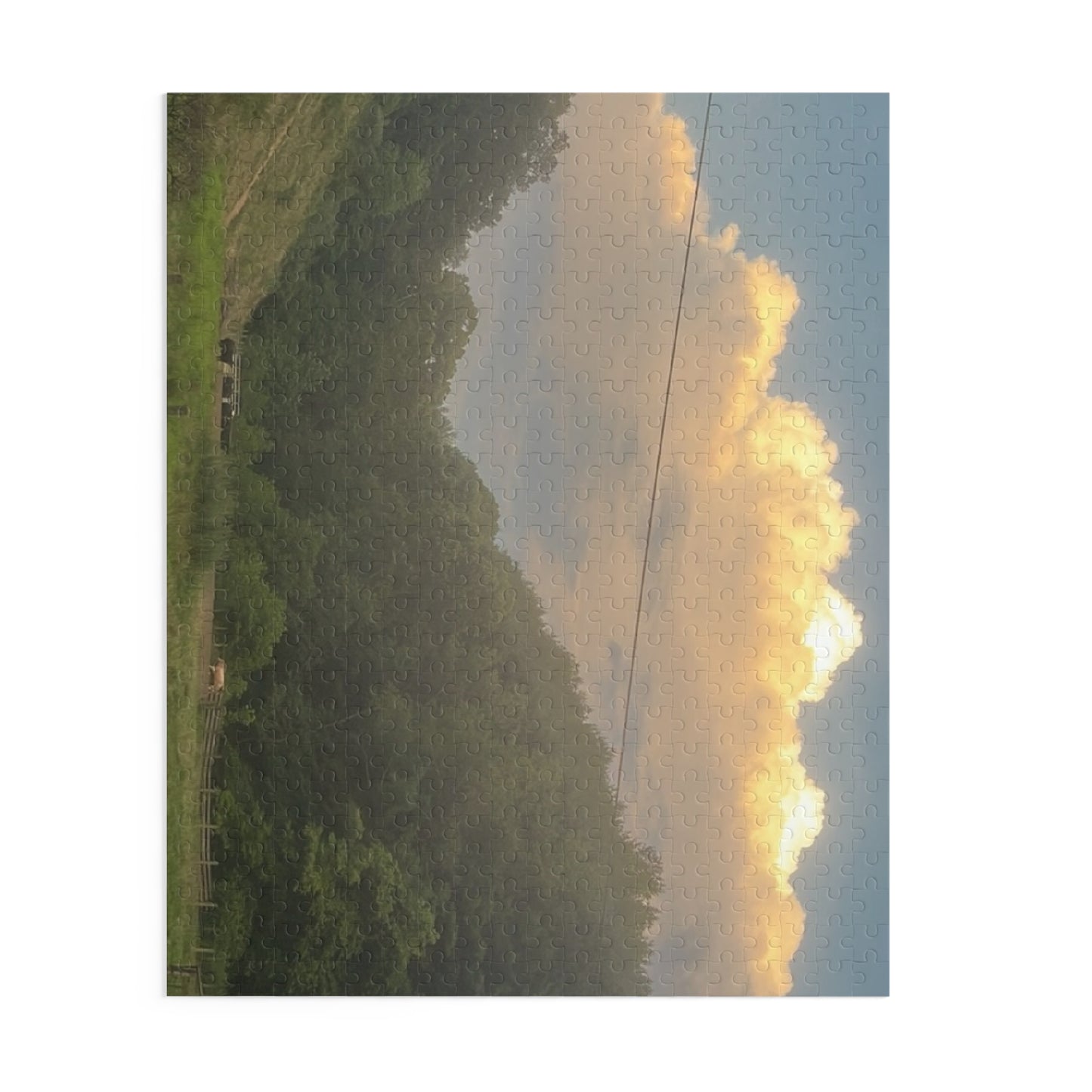 Scenic Mountain Valley Jigsaw Puzzle — Sunrise Cloudscape (120/252/500 pcs)