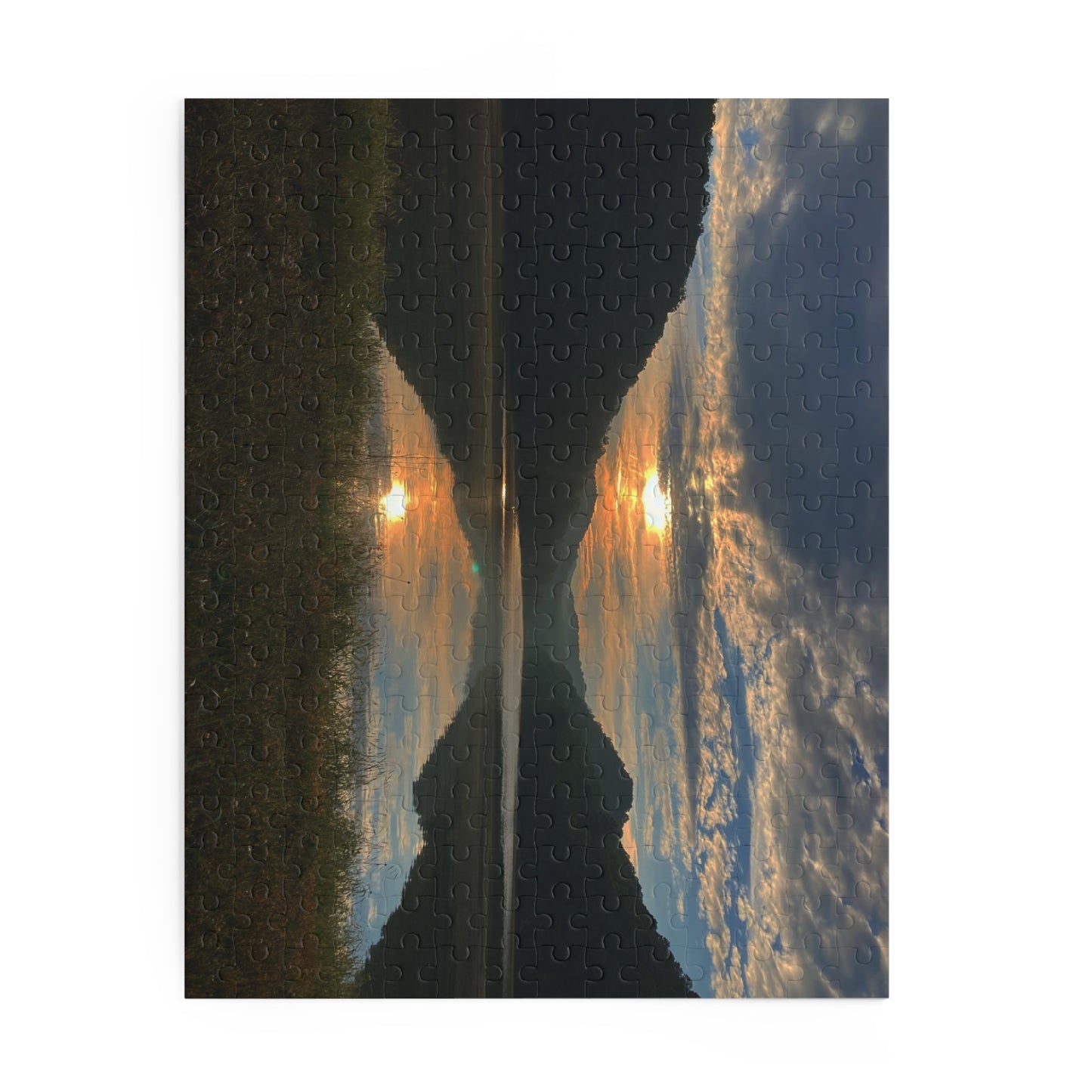 Hungry Mothers Sunset Lake Reflection Jigsaw Puzzle — Scenic Nature Puzzle (120/252/500 pcs)