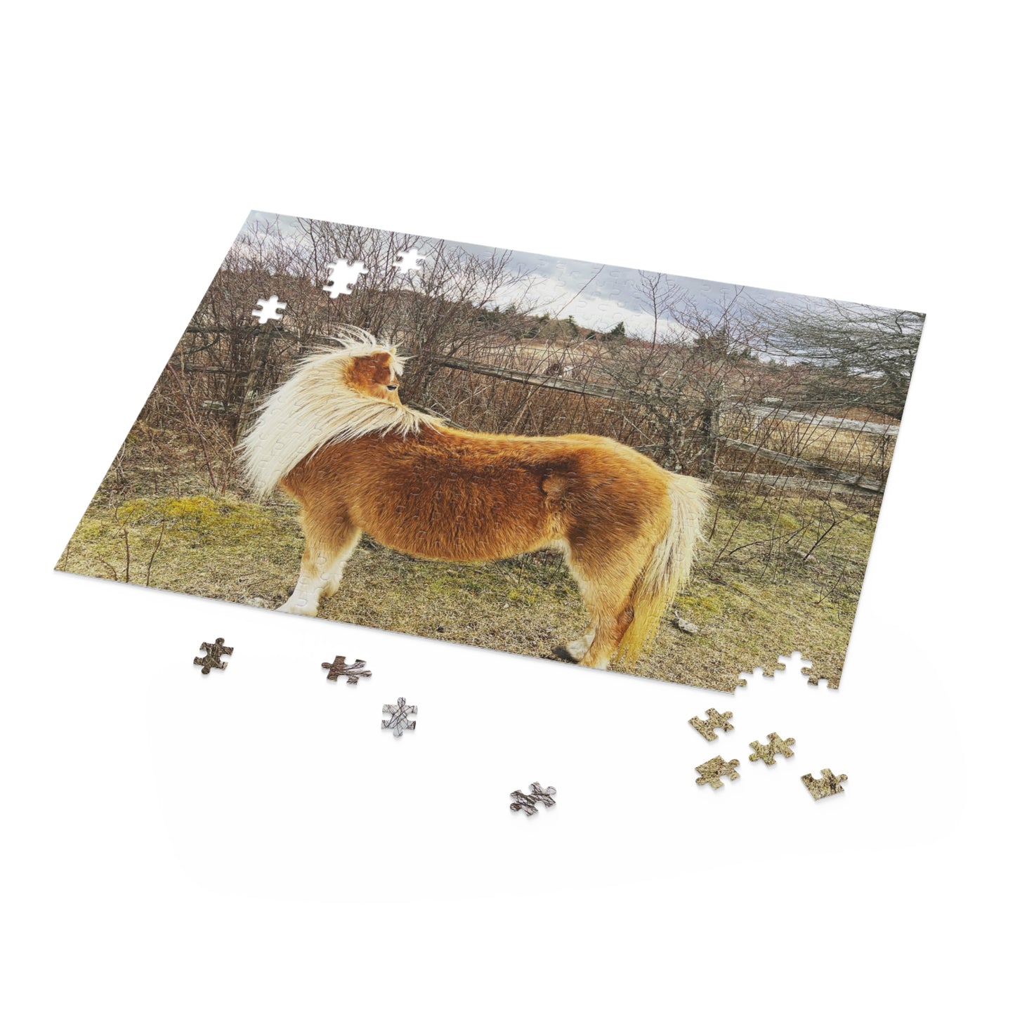 Pony Portrait Puzzle — Scenic Brown Shetland Horse Jigsaw (120/252/500-Piece)