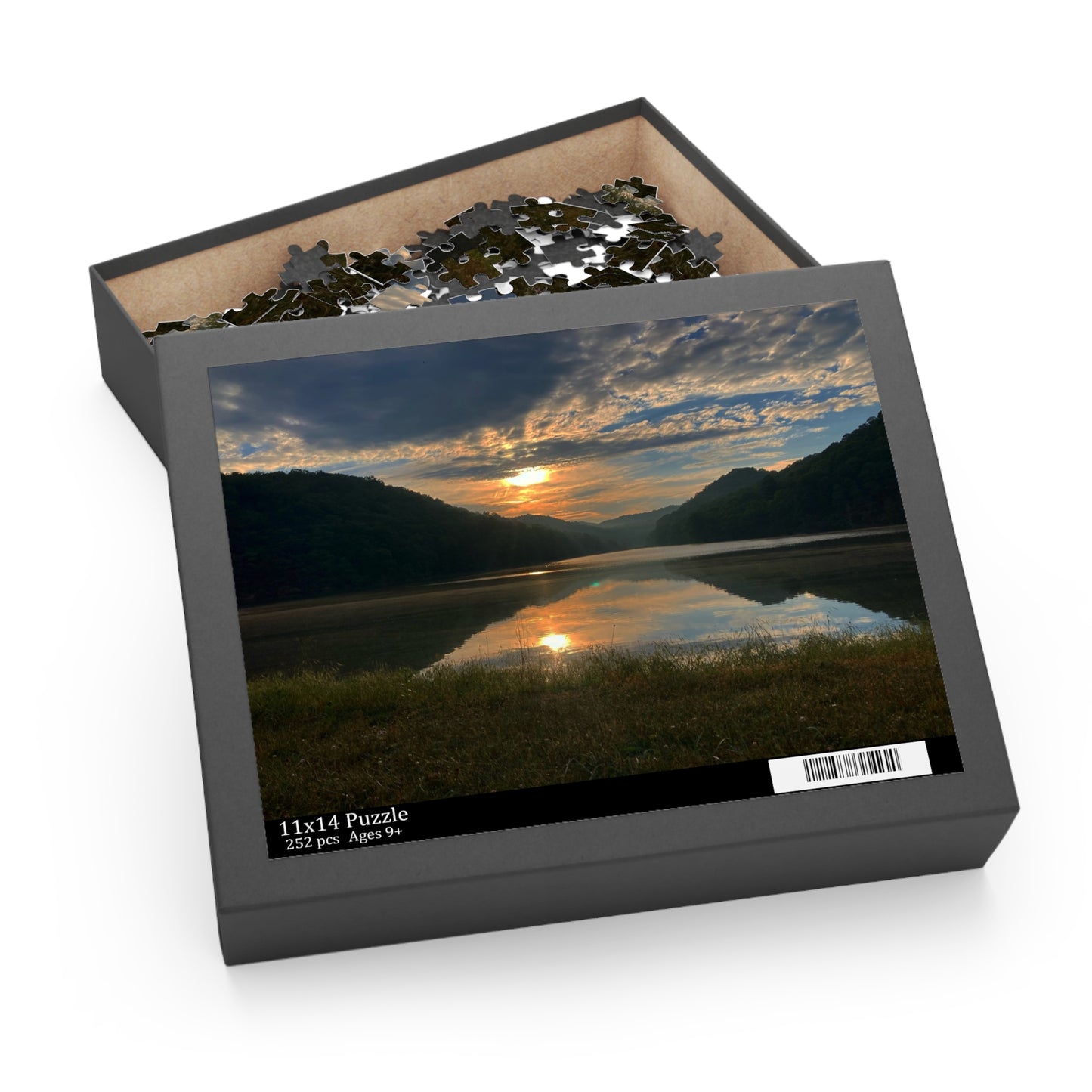 Hungry Mothers Sunset Lake Reflection Jigsaw Puzzle — Scenic Nature Puzzle (120/252/500 pcs)