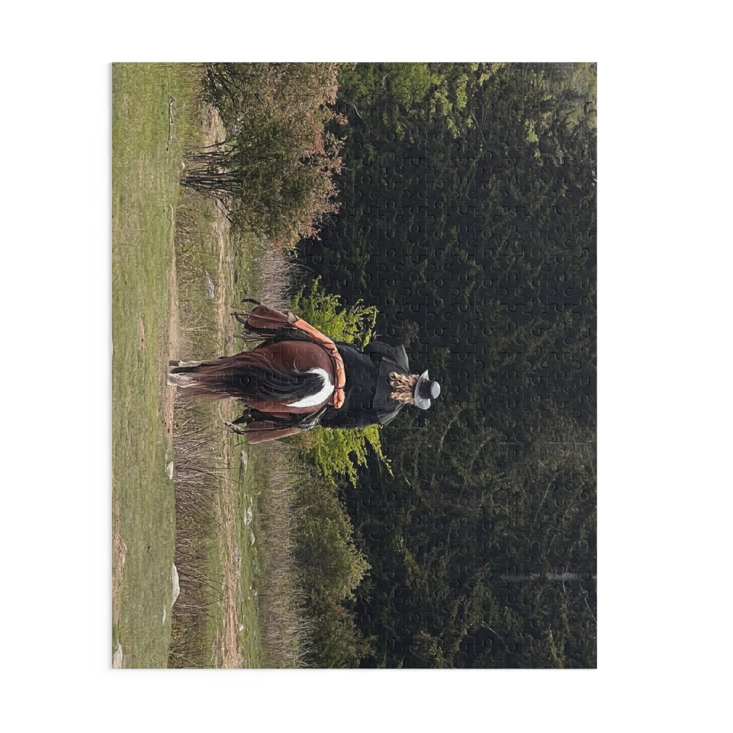 Western Horseback Riding Puzzle — Scenic Cowboy on Trail Jigsaw (120/252/500 pcs)