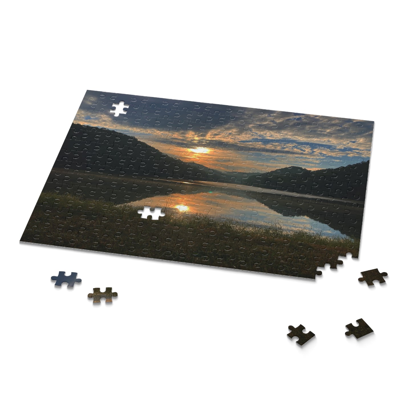 Hungry Mothers Sunset Lake Reflection Jigsaw Puzzle — Scenic Nature Puzzle (120/252/500 pcs)