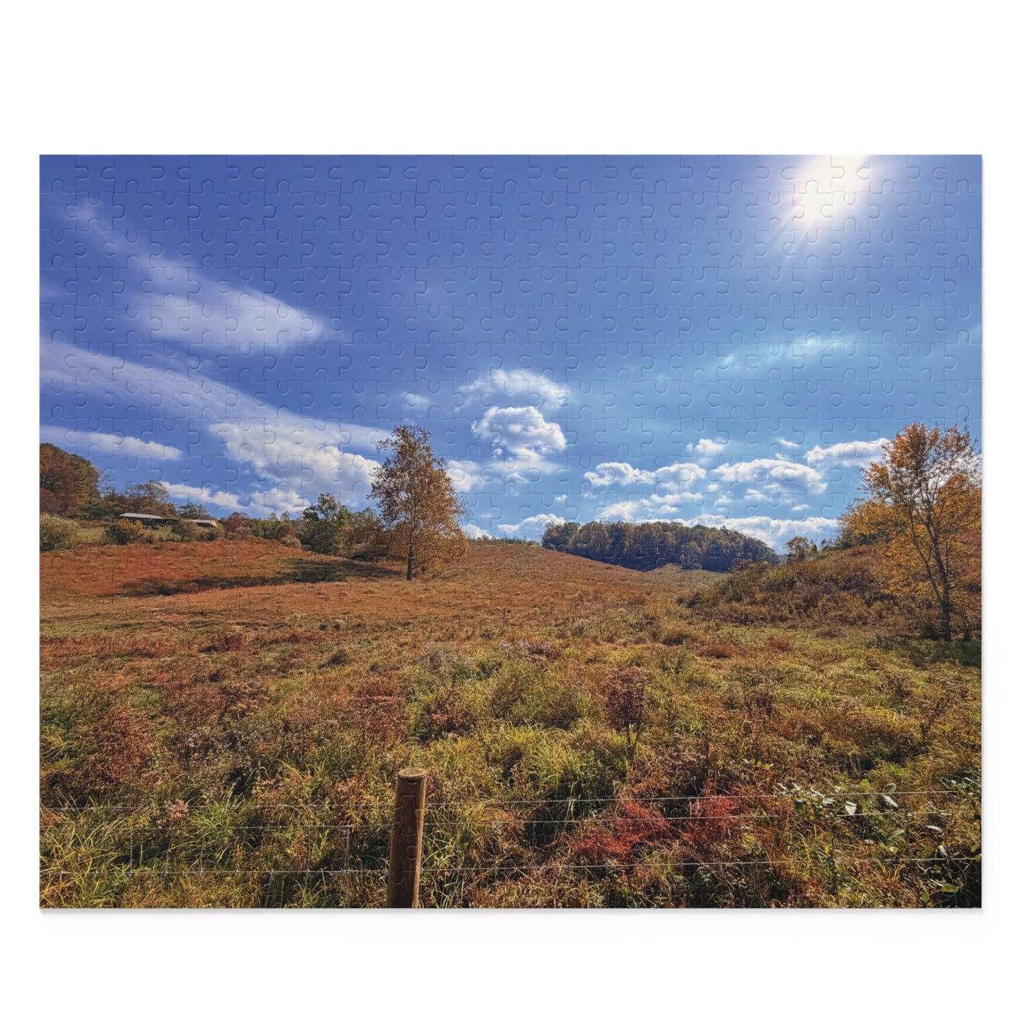 Autumn Meadow Landscape Puzzle – Scenic Fall Countryside Jigsaw (120/252/500 pcs)