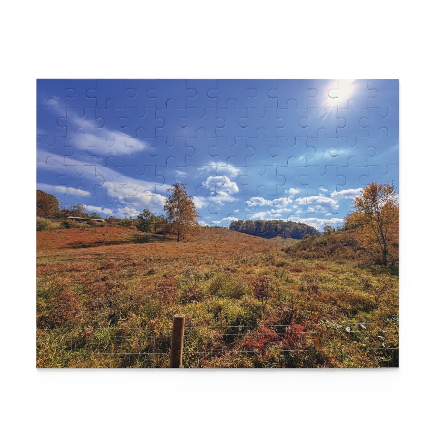 Autumn Meadow Landscape Puzzle – Scenic Fall Countryside Jigsaw (120/252/500 pcs)