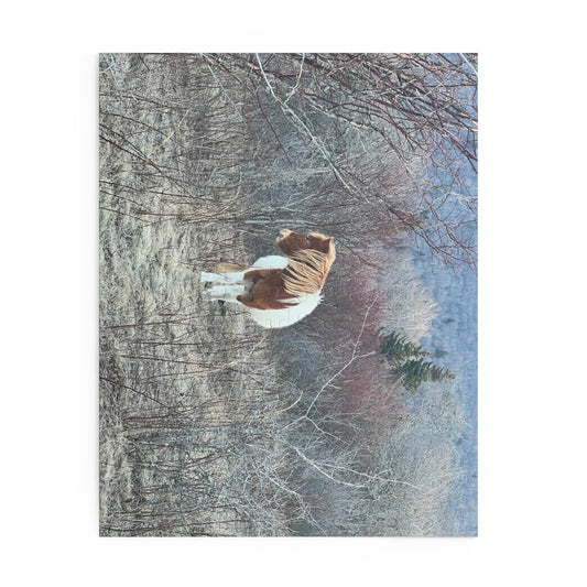 Horse in Winter Meadow Puzzle — Scenic Landscape Jigsaw (110/252/520/1014 pcs)