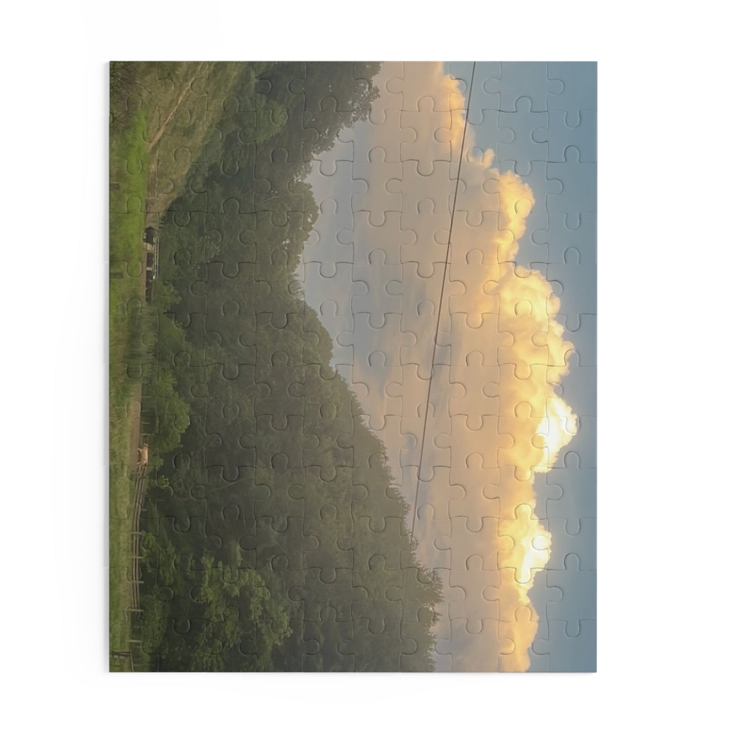 Scenic Mountain Valley Jigsaw Puzzle — Sunrise Cloudscape (120/252/500 pcs)