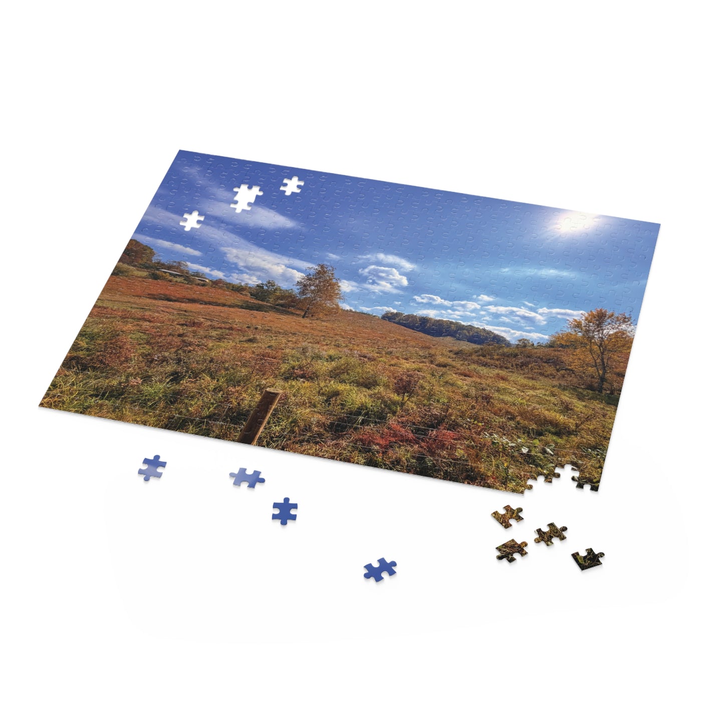 Autumn Meadow Landscape Puzzle – Scenic Fall Countryside Jigsaw (120/252/500 pcs)