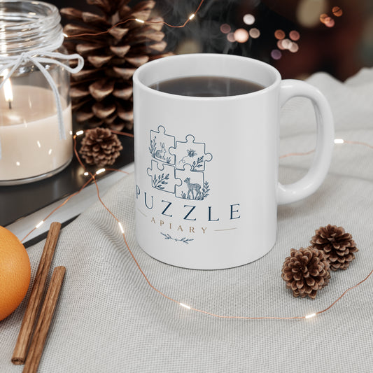 Puzzle Apiary Logo Ceramic Coffee Mug — 11oz & 15oz