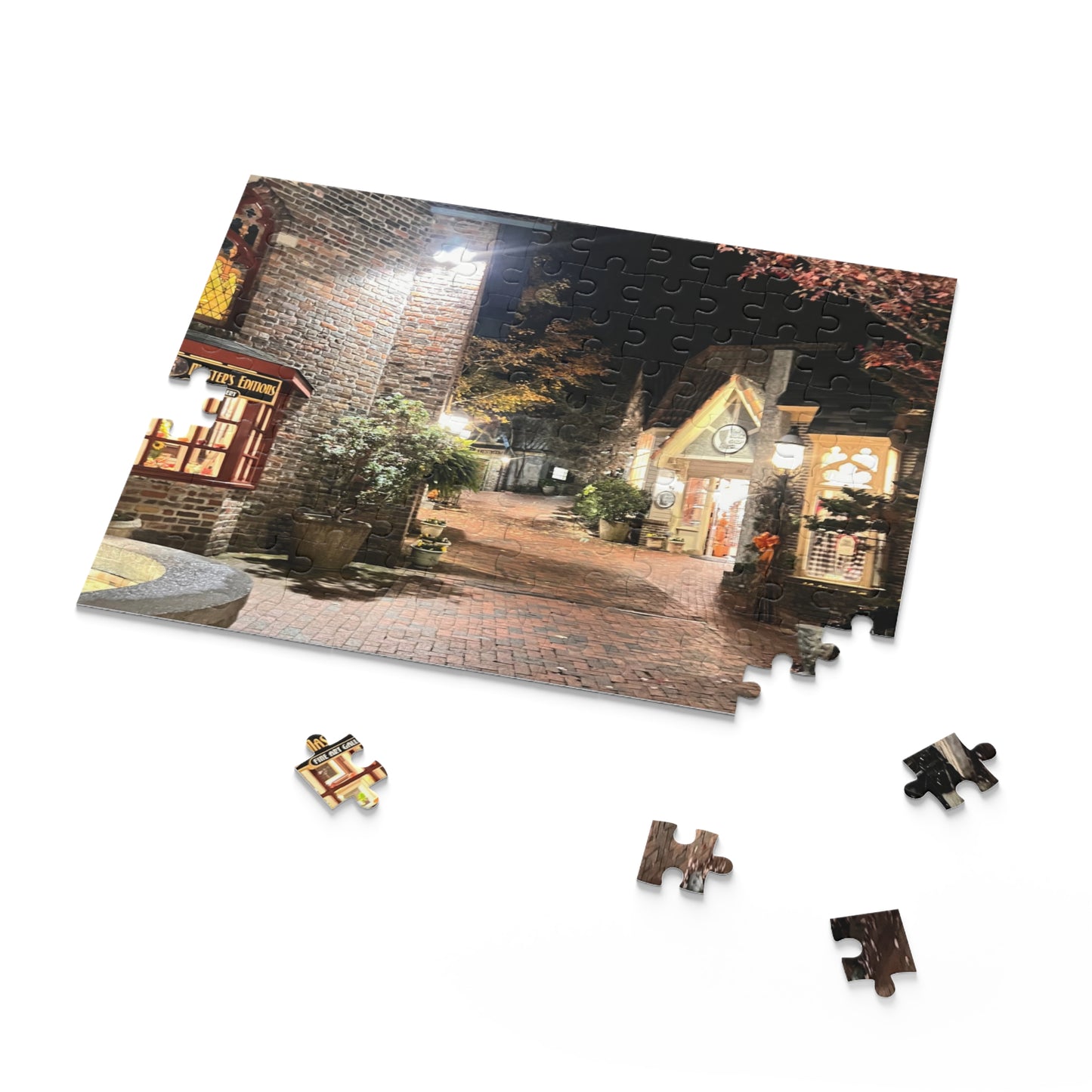 The Gatlinburg Village Shops Jigsaw Puzzle — 120/252/500-Piece Cozy Cobblestone Scenery Jigsaw