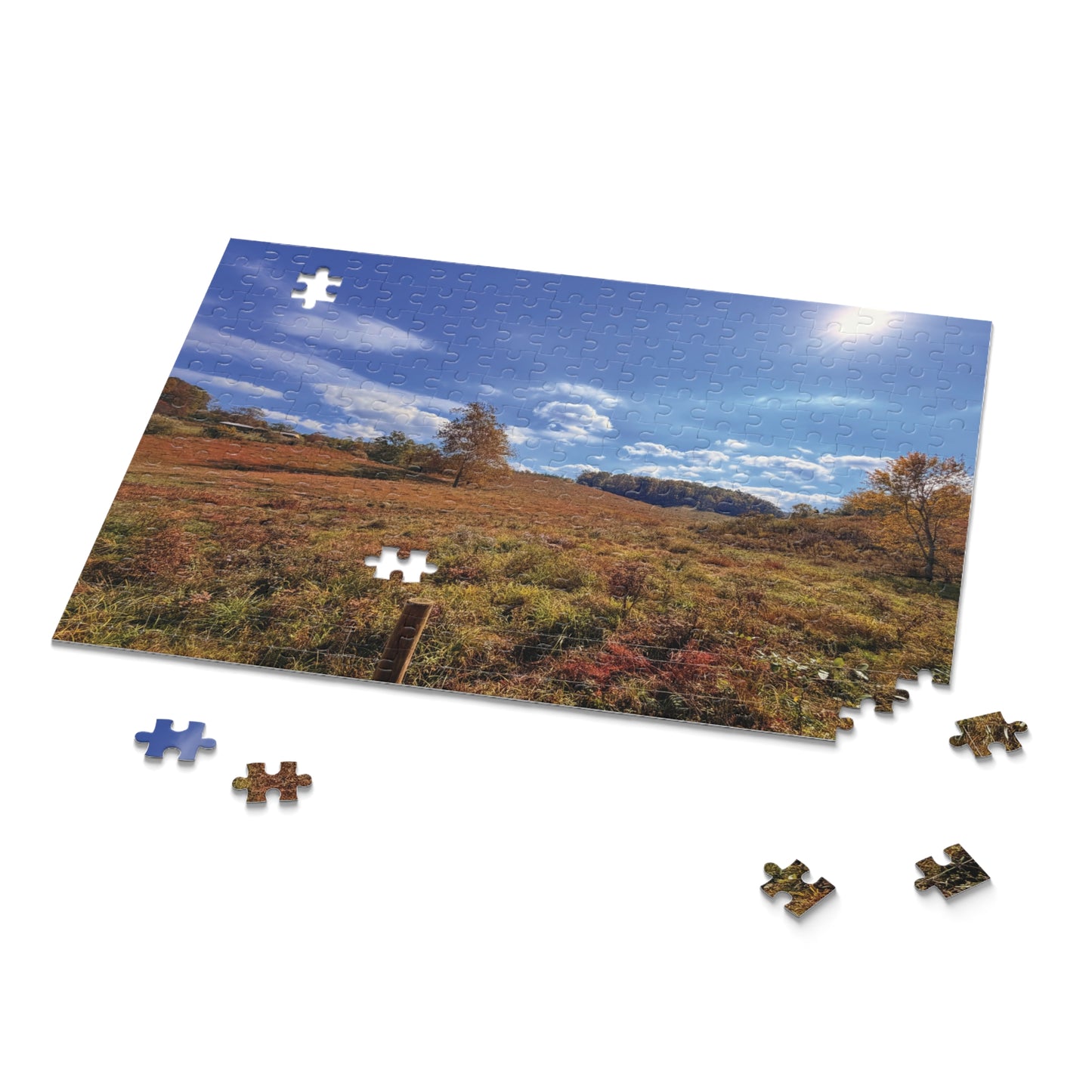 Autumn Meadow Landscape Puzzle – Scenic Fall Countryside Jigsaw (120/252/500 pcs)
