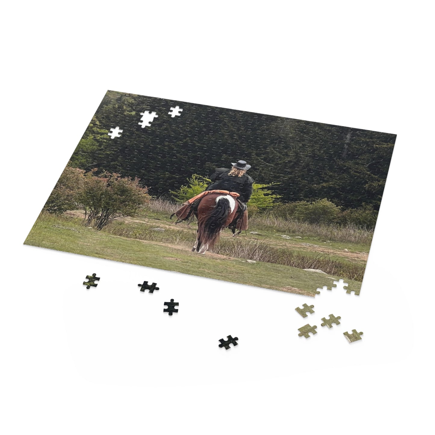 Western Horseback Riding Puzzle — Scenic Cowboy on Trail Jigsaw (120/252/500 pcs)