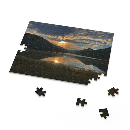 Hungry Mothers Sunset Lake Reflection Jigsaw Puzzle — Scenic Nature Puzzle (120/252/500 pcs)