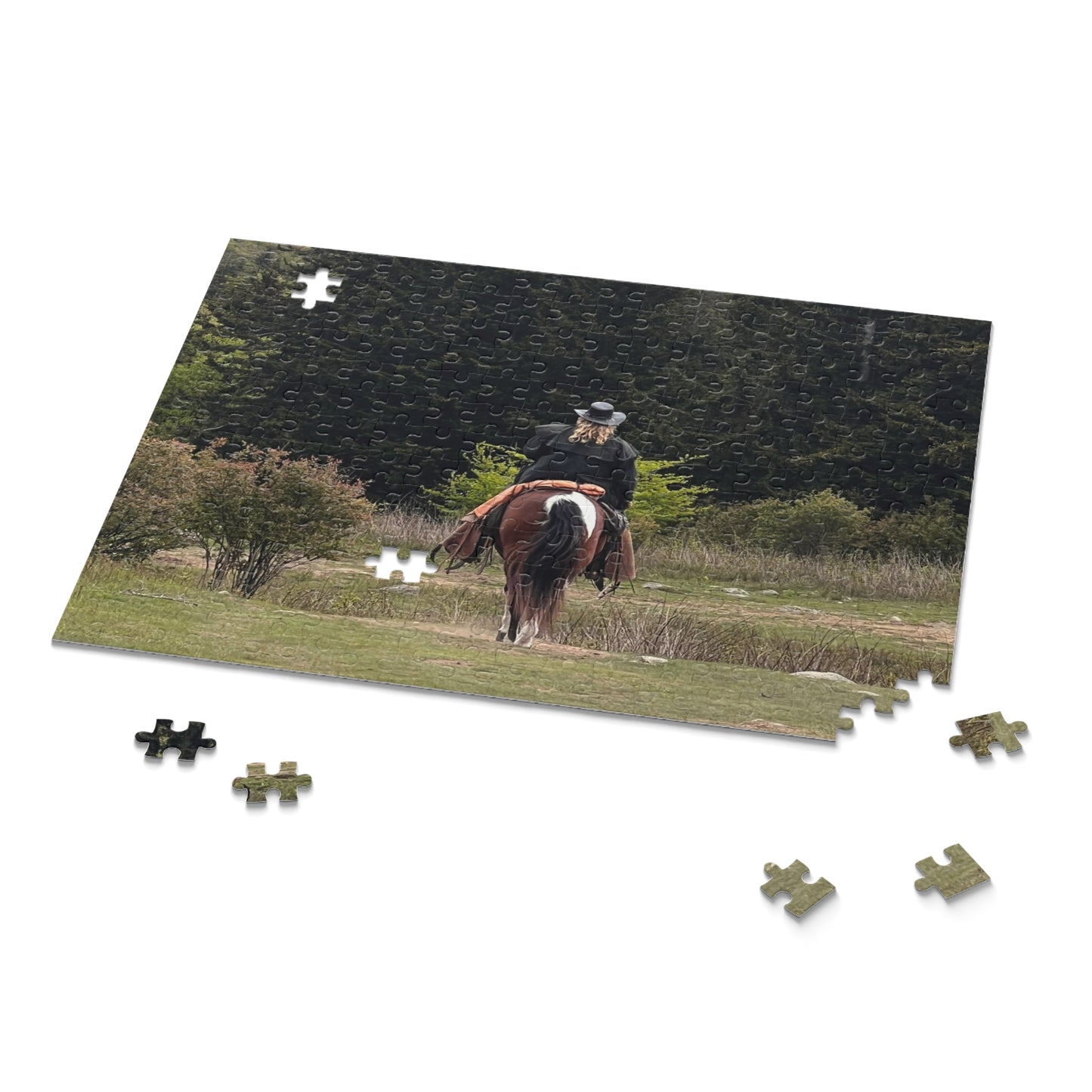 Western Horseback Riding Puzzle — Scenic Cowboy on Trail Jigsaw (120/252/500 pcs)