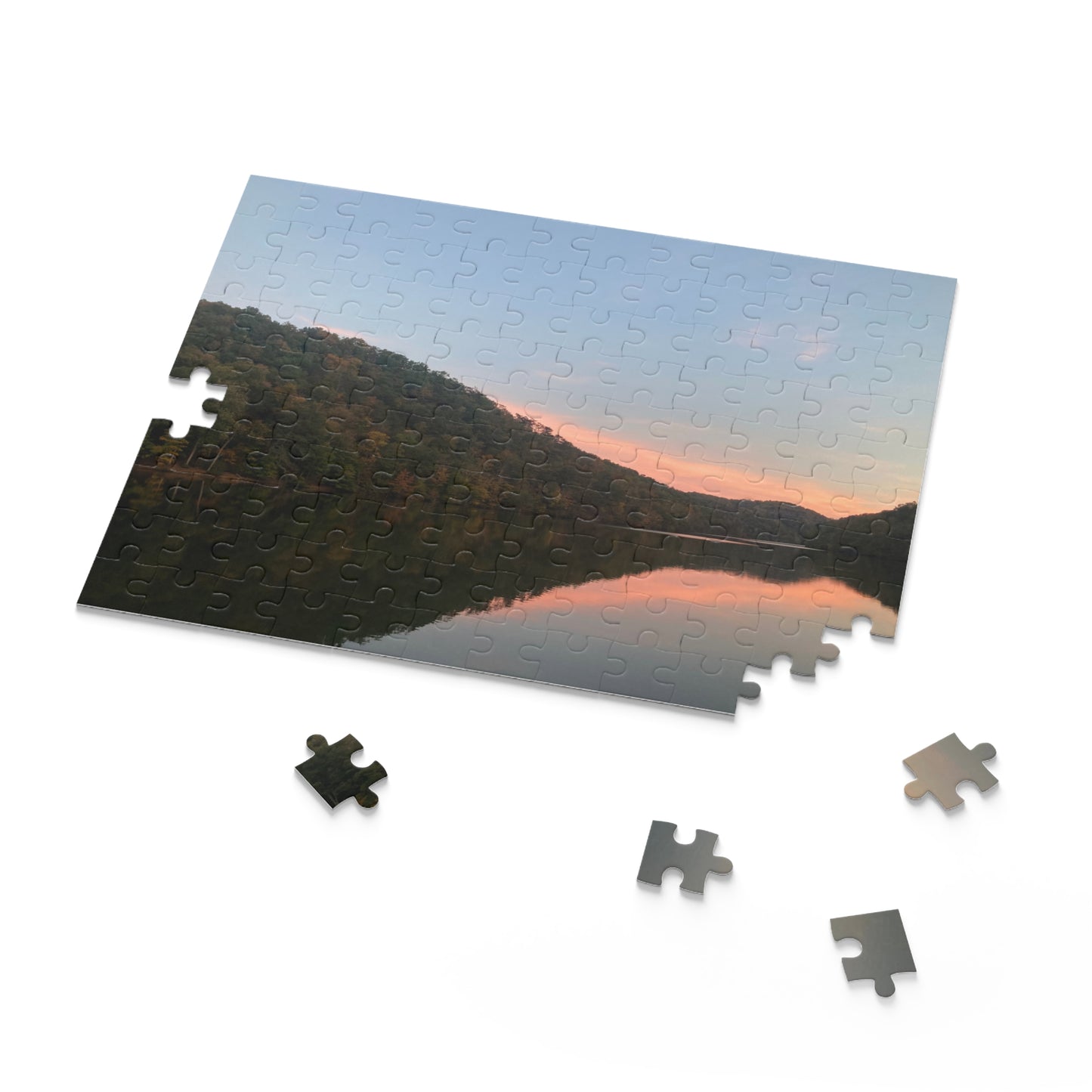 Sunset Lake Reflection Puzzle — Scenic 120/252/500-Piece Jigsaw