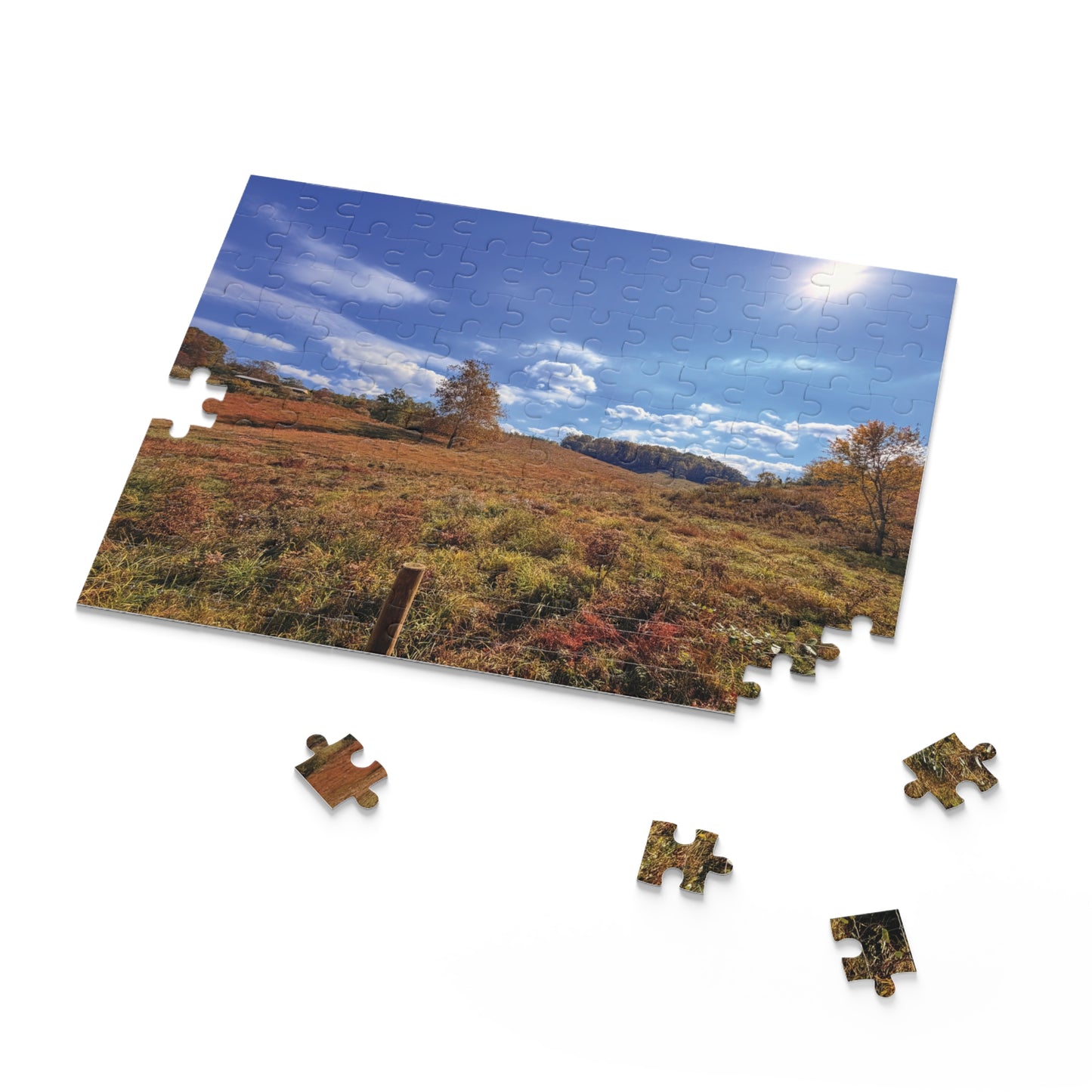 Autumn Meadow Landscape Puzzle – Scenic Fall Countryside Jigsaw (120/252/500 pcs)