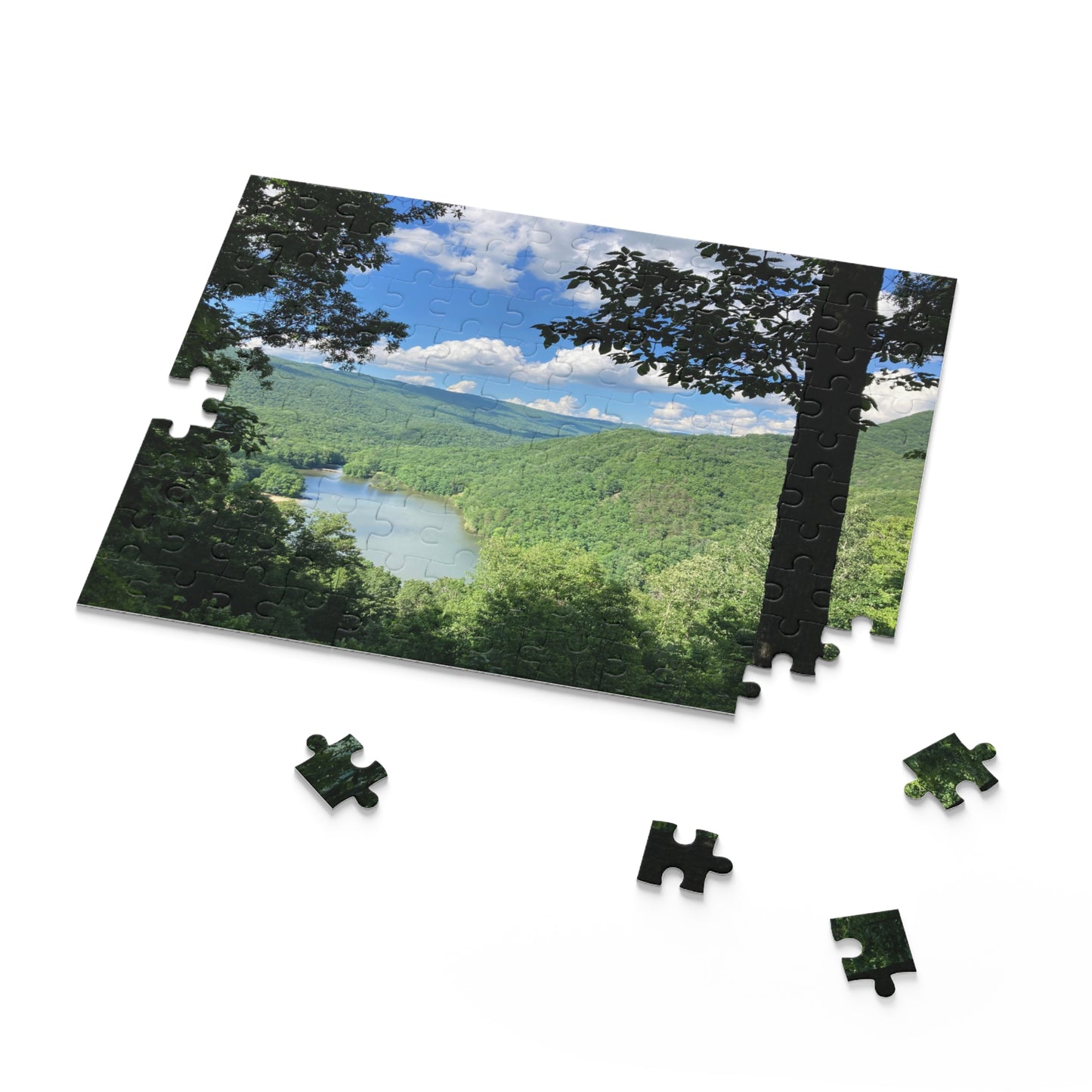 Hungry Mother Scenic Mountain Lake Puzzle — 120/252/500 Piece Jigsaw with Forest Vista