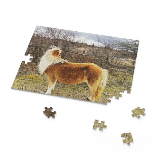 Pony Portrait Puzzle — Scenic Brown Shetland Horse Jigsaw (120/252/500-Piece)