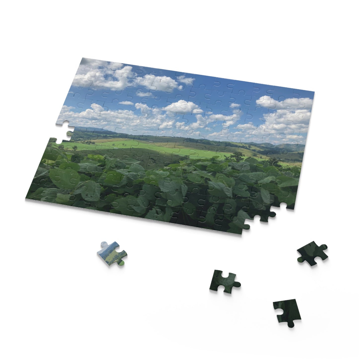 Countryside Back Roads Jigsaw Puzzle – Rolling Hills & Blue Sky (120/252/500 pcs)