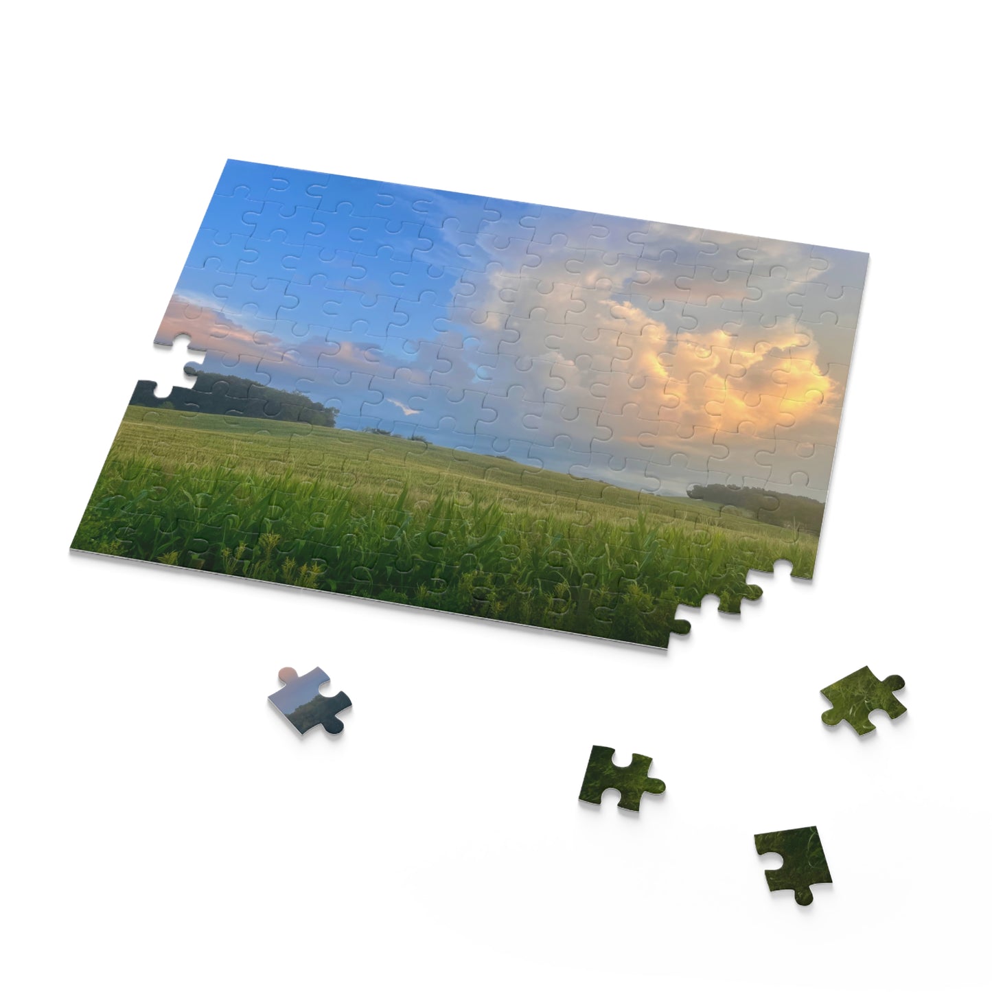 Sunset Meadow Jigsaw Puzzle — 120/252/500-Piece Scenic Landscape