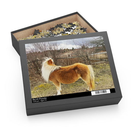 Pony Portrait Puzzle — Scenic Brown Shetland Horse Jigsaw (120/252/500-Piece)