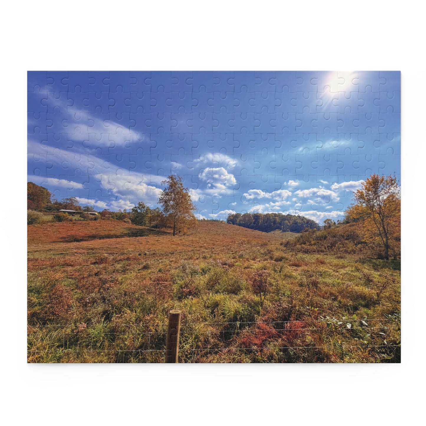 Autumn Meadow Landscape Puzzle – Scenic Fall Countryside Jigsaw (120/252/500 pcs)
