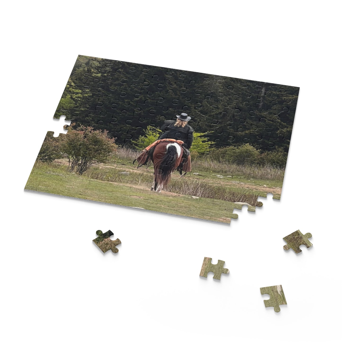 Western Horseback Riding Puzzle — Scenic Cowboy on Trail Jigsaw (120/252/500 pcs)