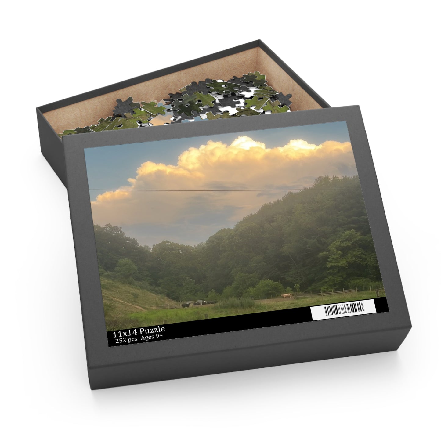 Scenic Mountain Valley Jigsaw Puzzle — Sunrise Cloudscape (120/252/500 pcs)
